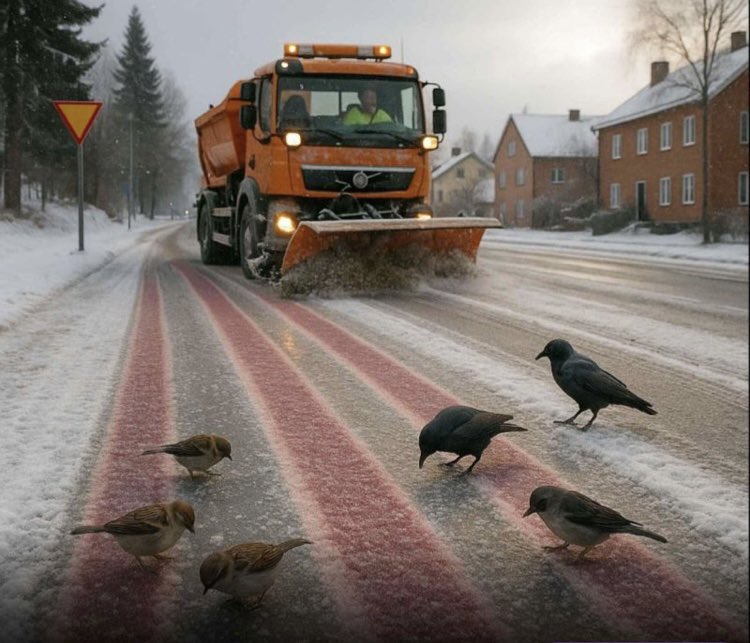 Η Σουηδία ρίχνει… βρώσιμο αλάτι για να τρώνε τα πουλιά και να λιώνει το χιόνι στους δρόμους!