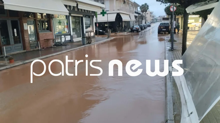 Κακοκαιρία Kristin: «Ποτάμια» οι δρόμοι στη Βάρδα Ηλείας μετά την ισχυρή νεροποντή (φώτο)