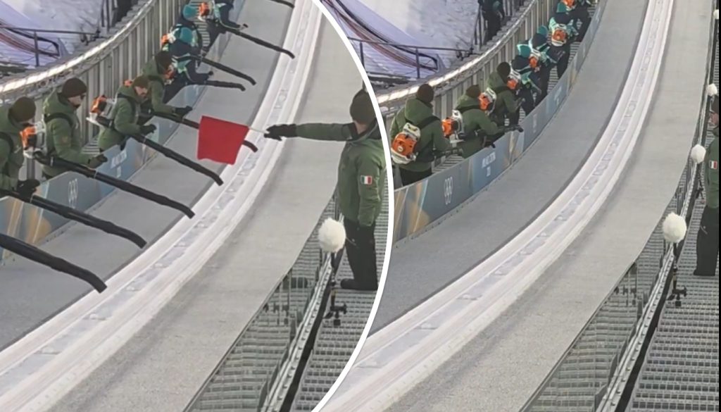 Βίντεο: Ο απίστευτα συγχρονισμένος καθαρισμός της ράμπας του σκι στους χειμερινούς Ολυμπιακούς Αγώνες